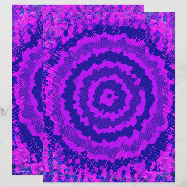 Purple Abstract Flower Scrapbook Paper 2-Sided Pag (Devant / Derrière)