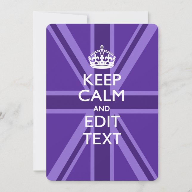 Purple Accent Keep Calm and Your Text Union Jack (Devant)