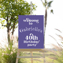 Purple Affiche de bienvenue de fête du 40e anniver