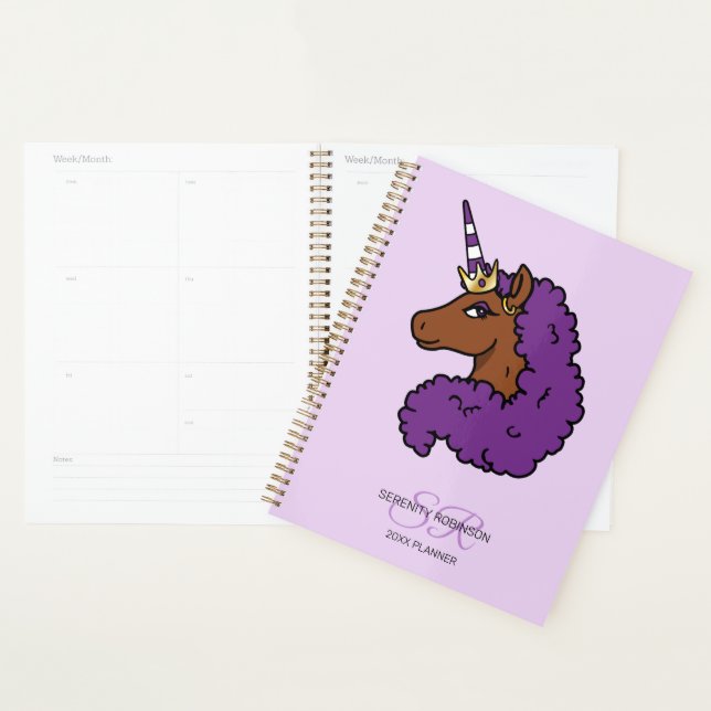 Purple Afro Unicorn (Devant avec enveloppe)