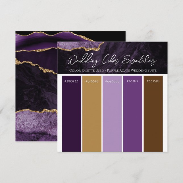 Purple Agate Wedding Color Pallette Invitation (Devant / Derrière)