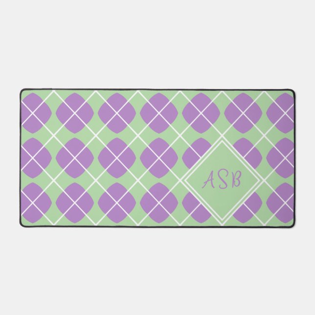 Purple Agyle Pastel Mint Modern Monogram (Recto)