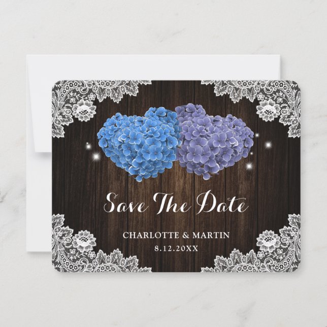 Purple and Blue Floral Wedding Save The Date Card (Devant)