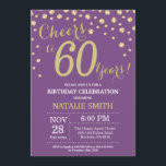 Purple and Gold 60th Birthday Diamond Invitation<br><div class="desc">Invitation 60e anniversaire avec Parties scintillant violet et or Arrière - plan diamant . Confetti d'or. Anniversaire adulte. Hommes ou Femmes Anniversaire. Pour plus de personnalisation,  cliquez sur le bouton "Customiser" et utilisez notre outil de conception pour modifier ce modèle.</div>