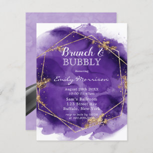 Purple and Gold Paint Brunch & Bubbly Invitation