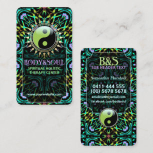 Purple Aqua Green Yin Yang Cartes de visite