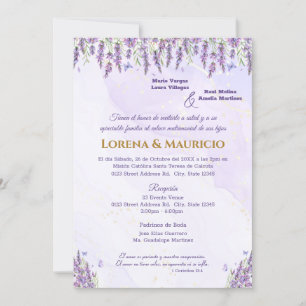 Purple Aquarelle Florale Invitations de mariage