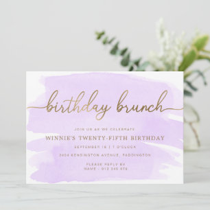 Purple Aquarelle Or Anniversaire Brunch Invitation