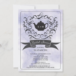 Purple Aquarelle Thé nuptiale Douche Invitation