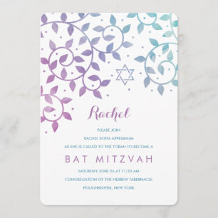 Purple + Arbre Turquoise de vie Invitations Bat mi
