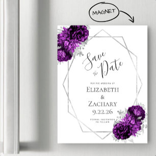 Purple Argent Floral Magnétique Enregistrer la dat