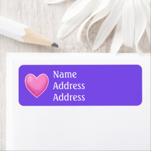 Purple avec Coeur rose Étiquettes d'adresse de ret
