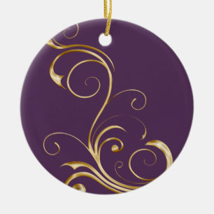Purple avec Ornate Gold Frotts Ornement de Noël