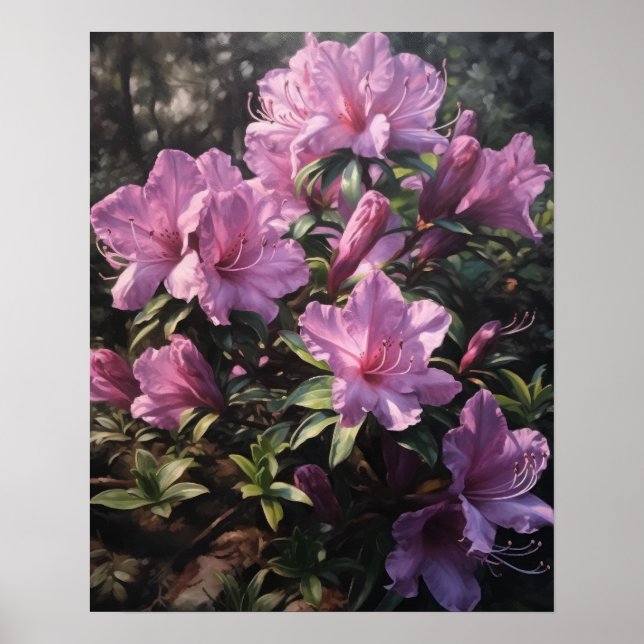 Purple Azalea Fleurs Art Imprimer Poster (Devant)