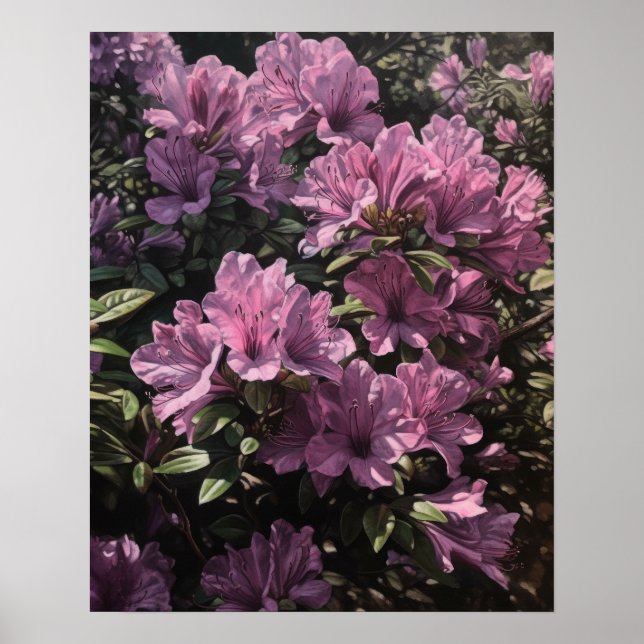 Purple Azalea Fleurs Art Imprimer Poster (Devant)