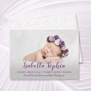 Purple Baby Girl Photo Annonces de naissance
