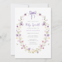 Purple Baby Sprinkle Spring Invitation Fleur sauva
