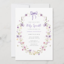 Purple Baby Sprinkle Spring Invitation Fleur sauva