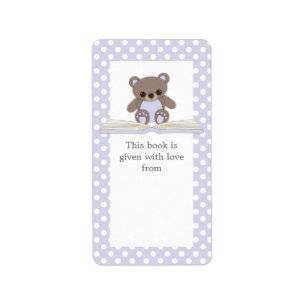 Purple Baby Teddy Ours & Livre Étiquette boîte cad
