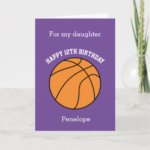 Purple Basketball Sport 12e Anniversaire Carte