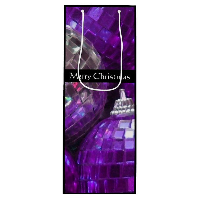 Purple Baubles Joyeux sac cadeau de Noël vin noir (Devant)