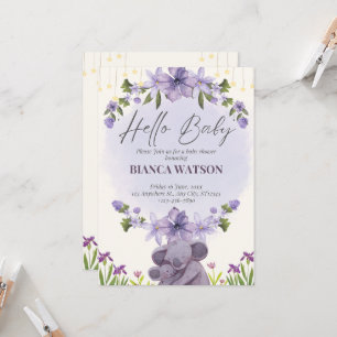 Purple Beige mignon Baby shower Invitation