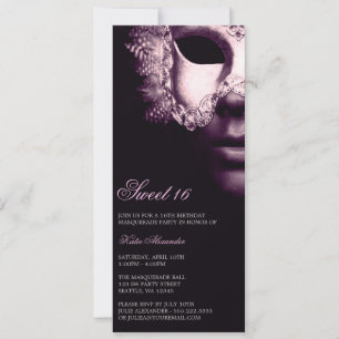 Purple Black Masquerade Sweet 16 Invitations d'ann