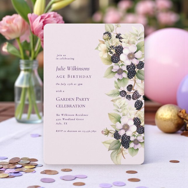 Purple Blackberry Garden Invitation d'anniversaire (Créateur téléchargé)