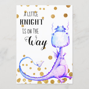 * Purple Blue Dragon Baby Shower Invitation