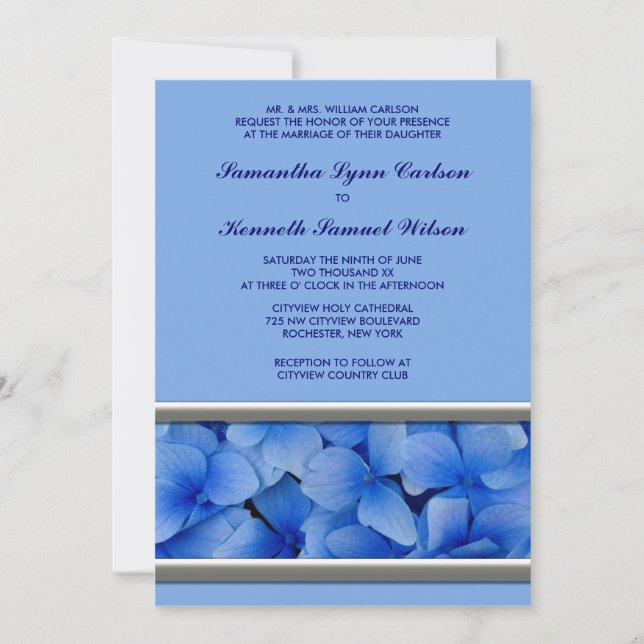Purple Blue Hydrangea Invitations de mariage (Devant)