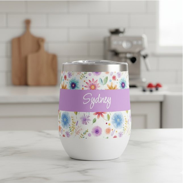 Purple Blue Pink Boho Wildflower Personalized  (Créateur téléchargé)