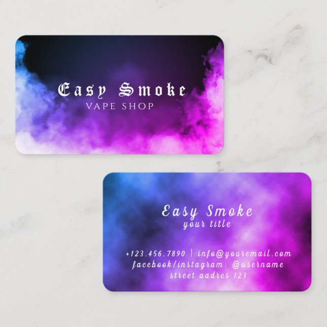 Purple Blue Smoke Vape Shop Carte de visite (Devant / Derrière)