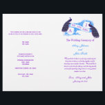 Purple Blue Vintage Peacock Programme de mariage<br><div class="desc">Bifold Vintage Peacock Wedding Program with Purple and Blue Turquoise Peacocks and personalized with the monogram initials of the bride and groom. Pliage requis à la réception. Utilisez l'option "PERSONNALISER IT" pour modifier le texte et modifier l'espacement,  etc. Pour obtenir de l'aide,  contactez luxuryweddinginvitations@gmail.com</div>