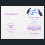 Purple Blue Vintage Peacock Programme de mariage<br><div class="desc">Bifold Vintage Peacock Wedding Program with Purple and Blue Turquoise Peacocks and personalized with the monogram initials of the bride and groom. Pliage requis à la réception. Utilisez l'option "PERSONNALISER IT" pour modifier le texte et modifier l'espacement,  etc. Pour obtenir de l'aide,  contactez luxuryweddinginvitations@gmail.com</div>