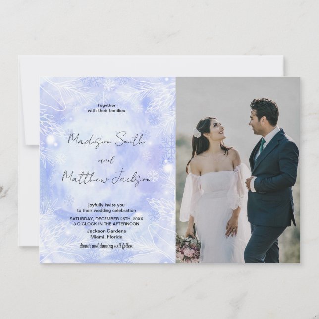 Purple Blue Wedding Invitations avec photo (Devant)