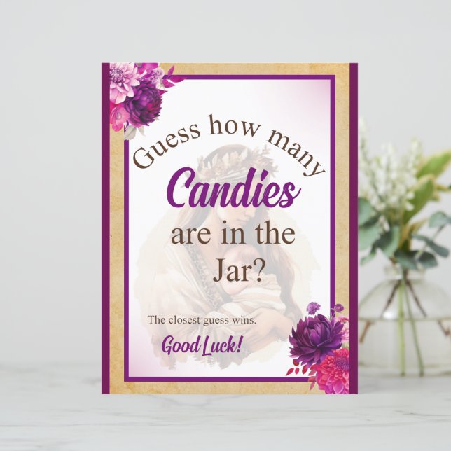 Purple Boho Baby shower Candy Jar (Debout devant)