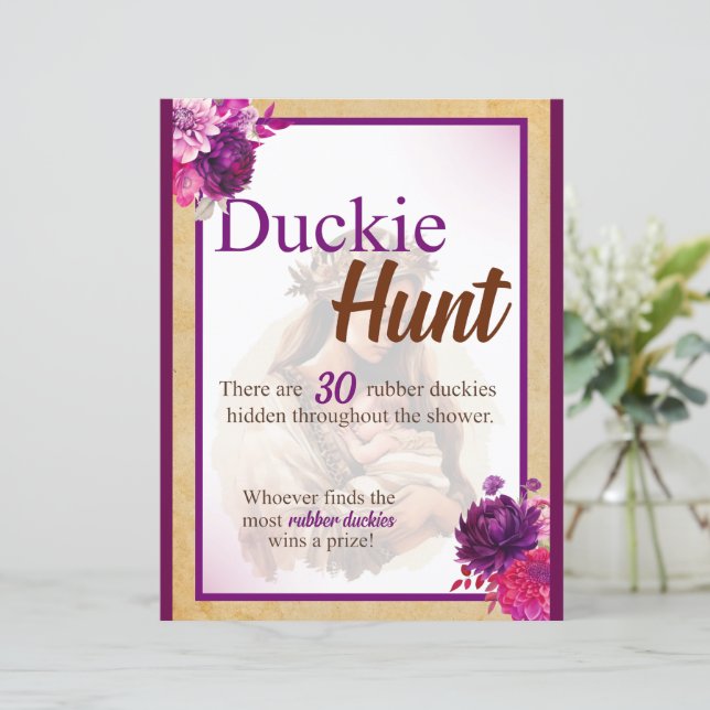 Purple Boho Baby shower Chasse au canard Jeu (Debout devant)