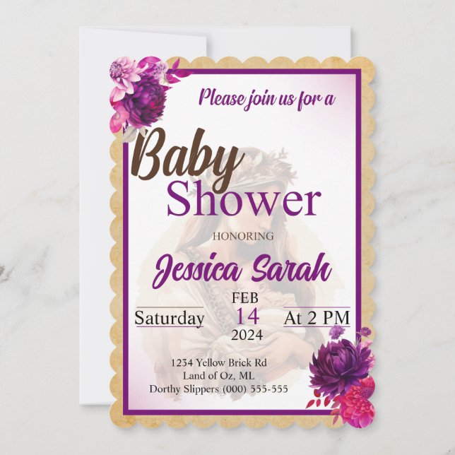 Purple Boho Baby Shower Invitations (Dos)