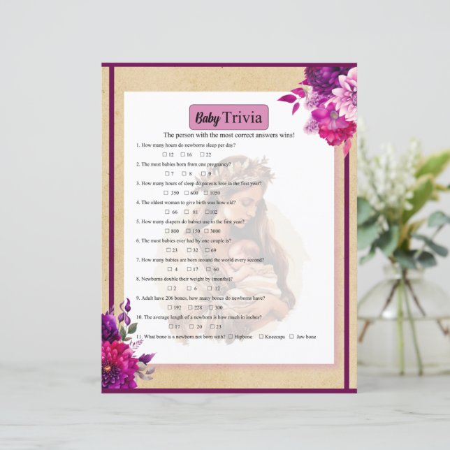 Purple Boho Baby Trivia Jeu (Debout devant)