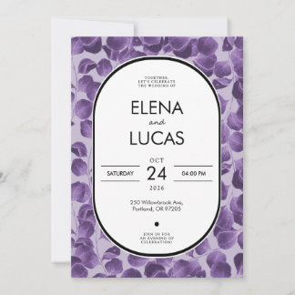 Purple Botanical Eucalyptus Wedding Invitation