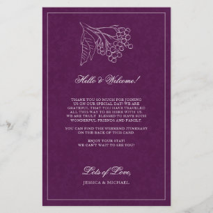 Purple Botanique Élégant Mariage Bienvenue Itinéra