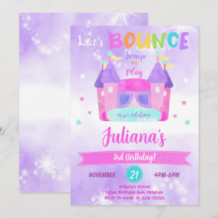 Purple Bounce House Invitation Anniversaire
