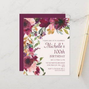 Purple Bourgogne Floral 100e Anniversaire BUDGET