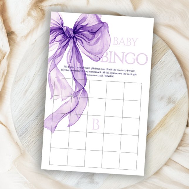 Purple Bow Baby In Bloom Bingo Carte De Jeu (Créateur téléchargé)