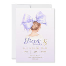 Purple Bow Girl Anniversaire Invitation