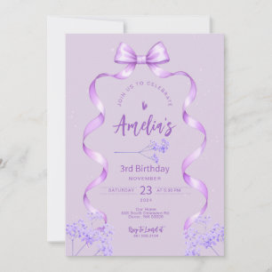 Purple Bow Invitation Anniversaire N'Importe Quel
