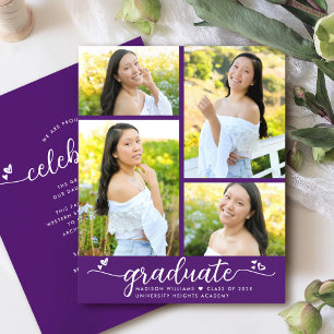 Purple Budget Graduation 4 Script photo Invitation