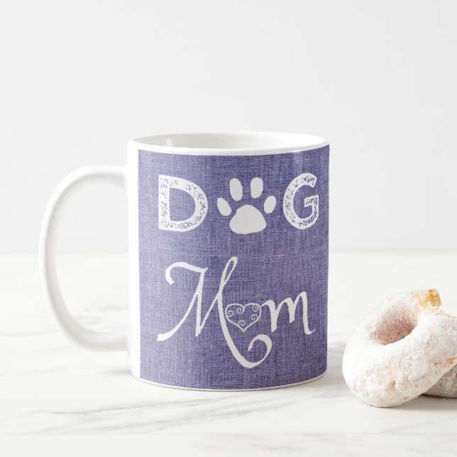 Purple Burlap Chien Maman Café Mug (Avec donut)