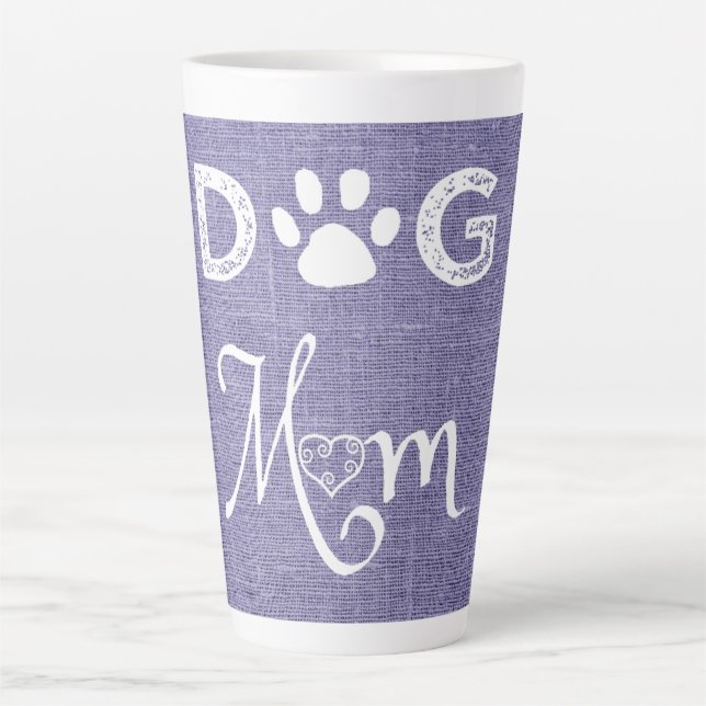 Purple Burlap Chien Maman Latte Mug (Devant)