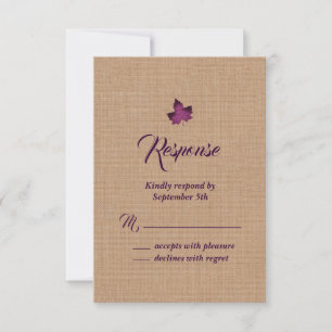 Purple Burlap Maple Leaf RSVP